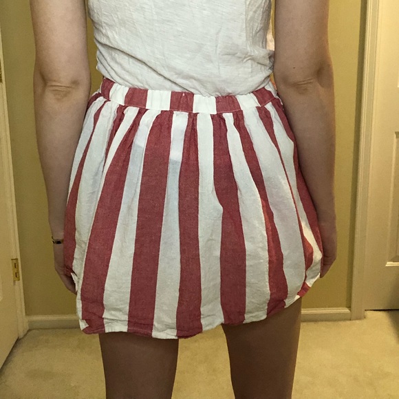 American Apparel Pink White Striped Circle Skirt - Picture 5 of 6